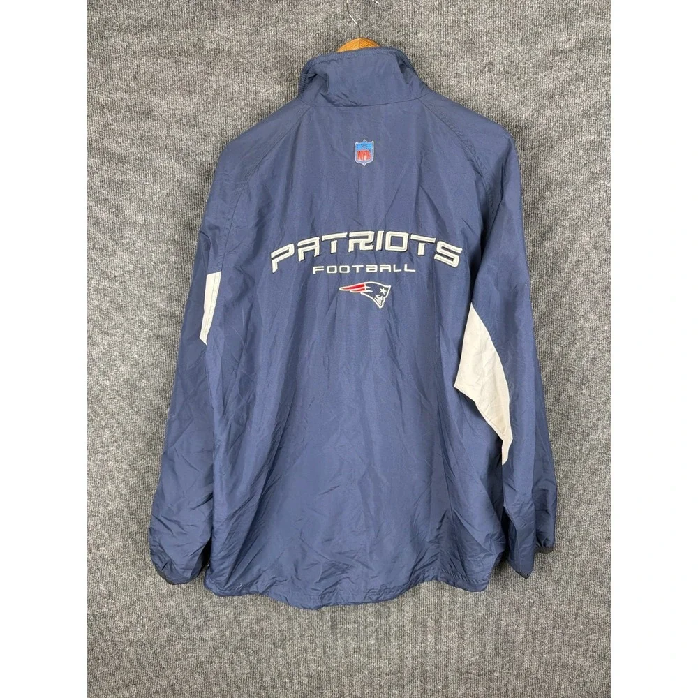 Reebok NFL On Field New England Patriots Jacket Full Zip Windbreaker M Blue Grey